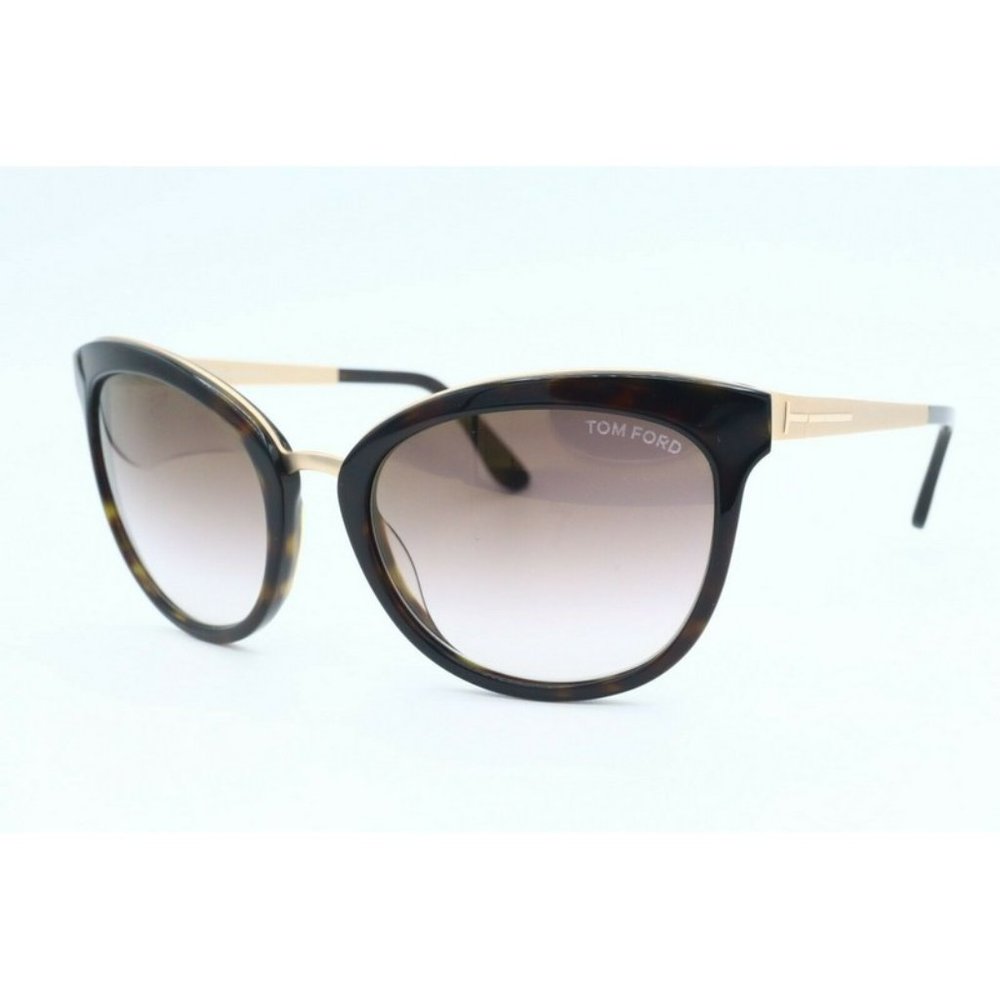 New Tom Ford Emma TF 461 52G Cat Eye Havana Sunglasses Brown Gradient Lenses (B)